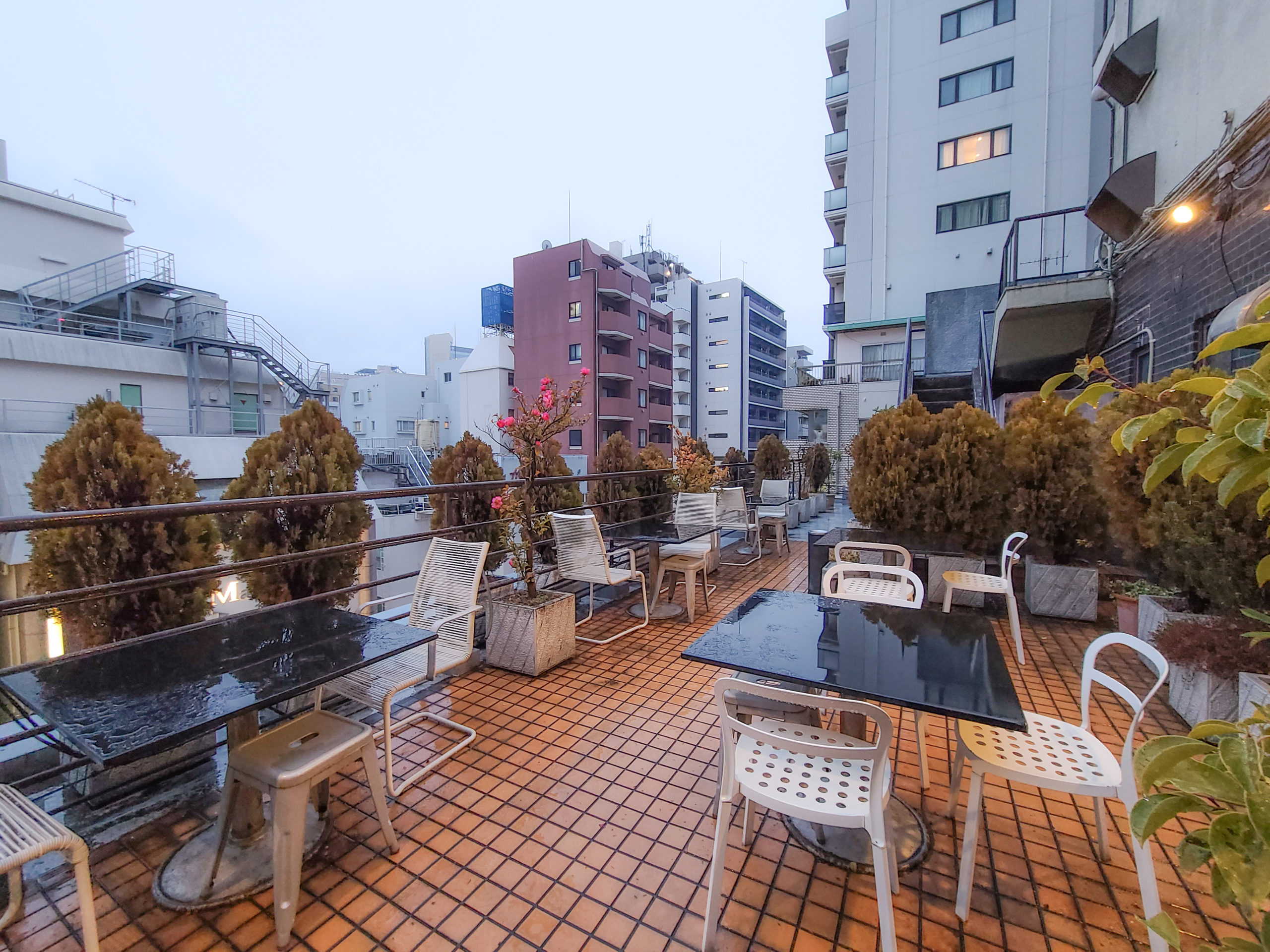 The patio—unfortunately it was raining this day