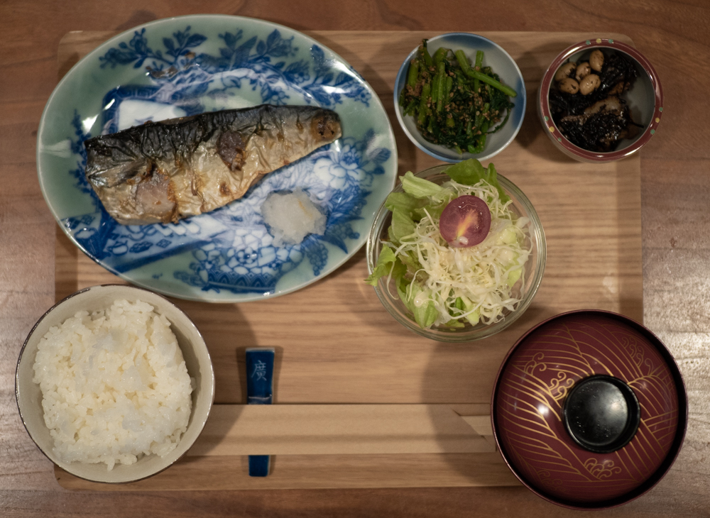 An example of a fish breakfast meal (mackerel)