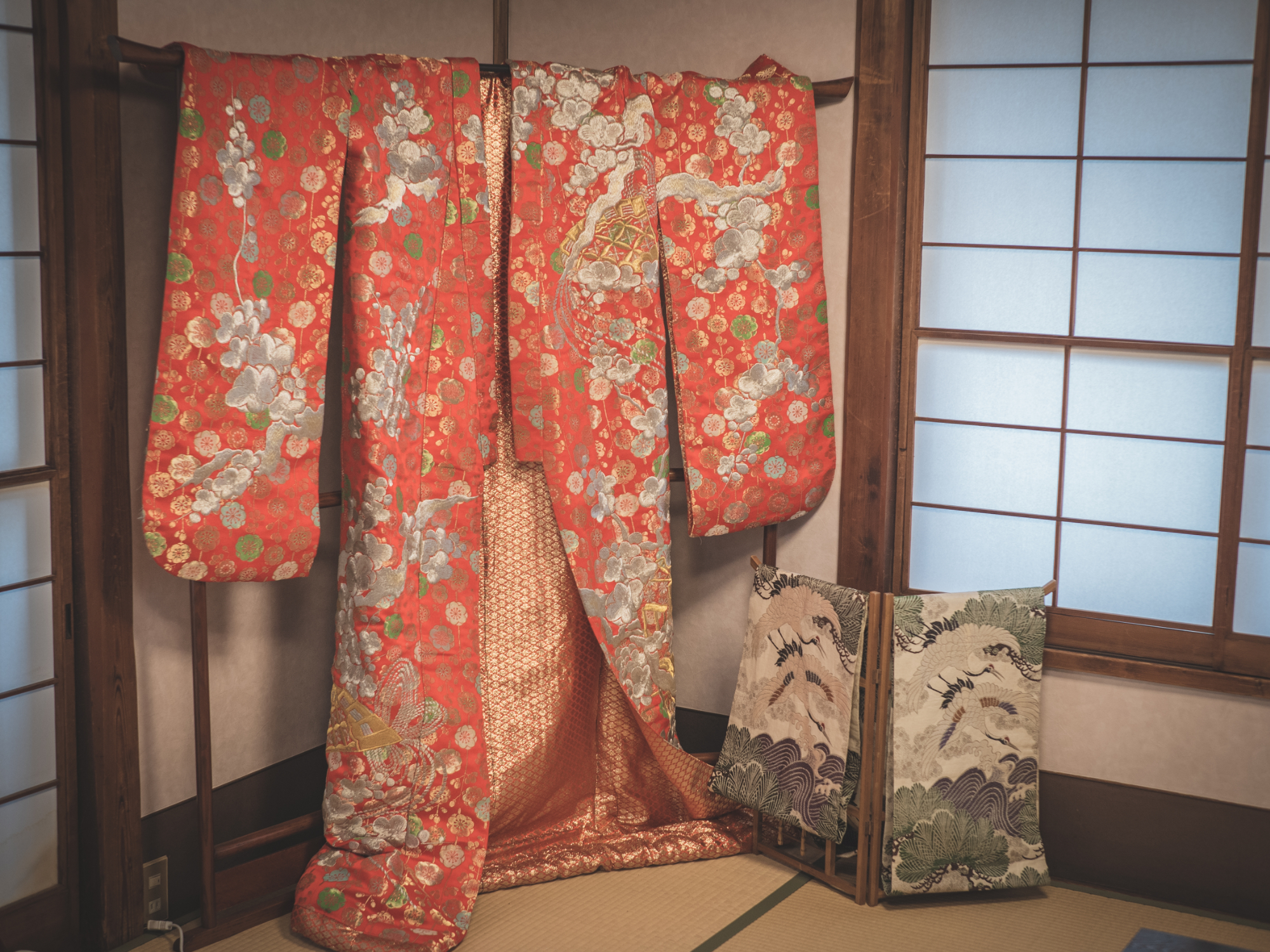 Uchikake and obi on display