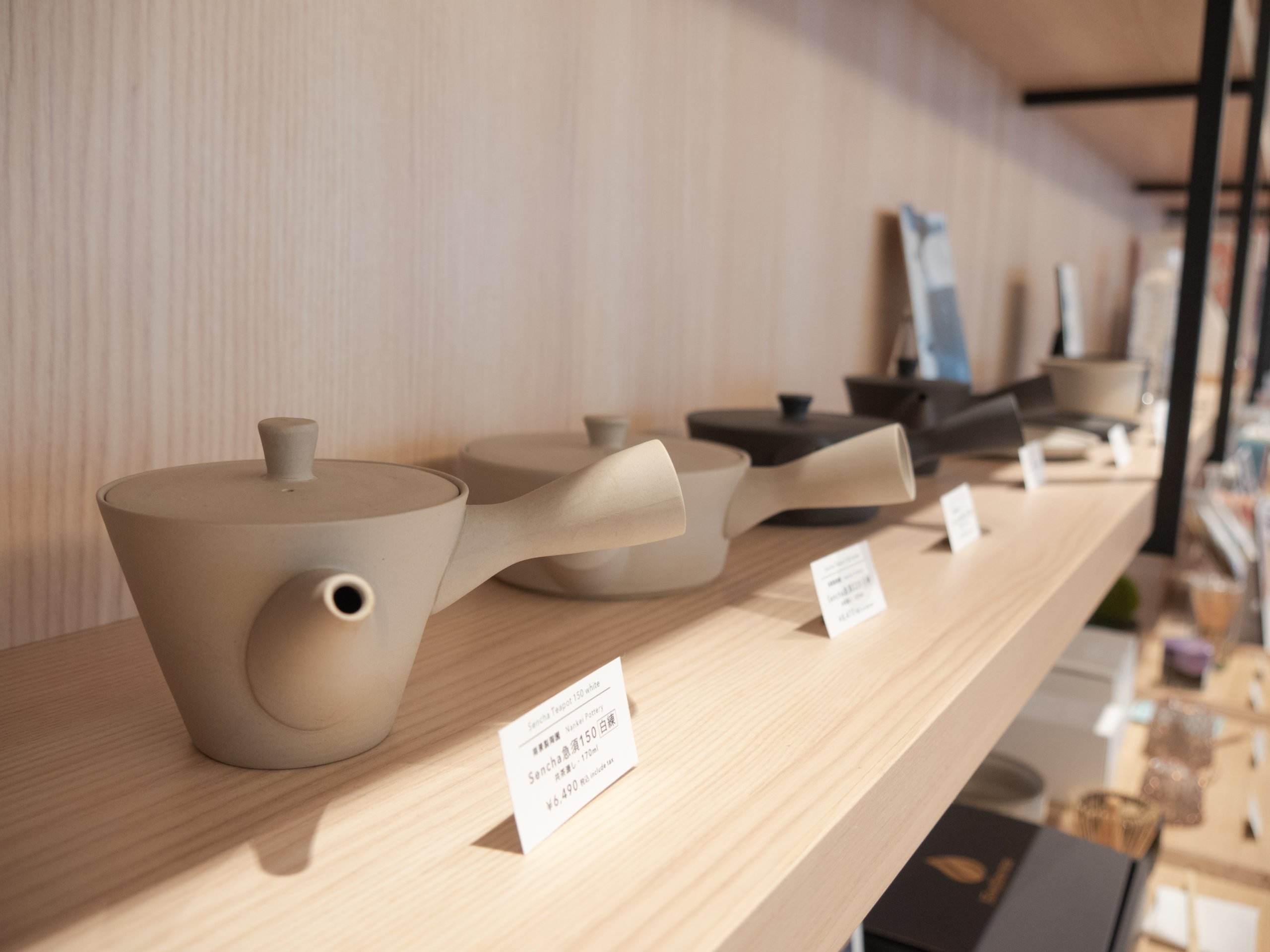 Traditional kyūsu tea pots in various shapes